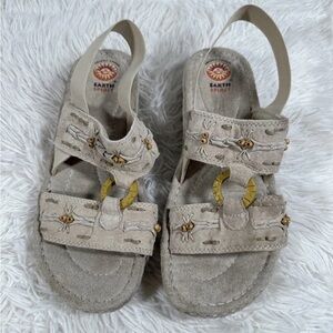 Earth Spirit Gelron 2000 Women's Sandals Size 11 Opal Beaded Leather Heel Strap